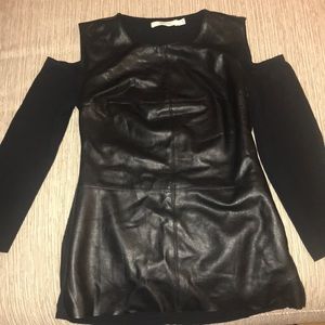 Faux Leather cold shoulder top
